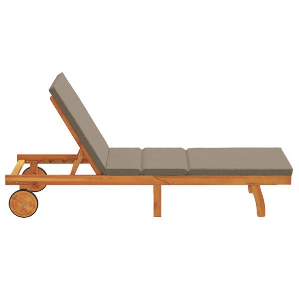 Grote foto vidaxl ligbed met wielen en kussen massief hout taupe tuin en terras tuinmeubelen
