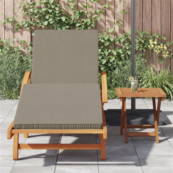 Grote foto vidaxl vouwbare ligstoel met wielen kussen taupe massief acacia tuin en terras tuinmeubelen