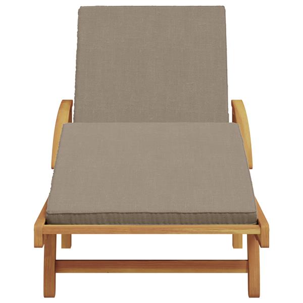 Grote foto vidaxl vouwbare ligstoel met wielen kussen taupe massief acacia tuin en terras tuinmeubelen