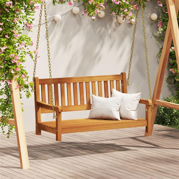 Grote foto vidaxl 2 persoons tuinschommelbank 110x56x58 cm van massief acaciahout tuin en terras tuinmeubelen