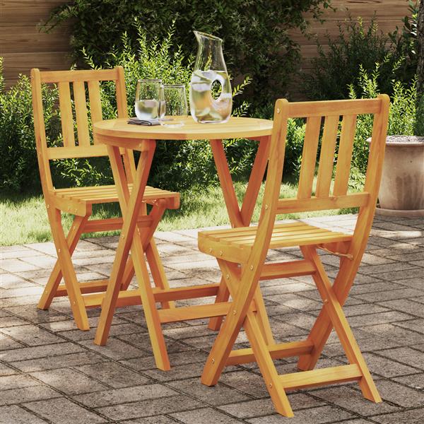 Grote foto vidaxl 3 delige opvouwbare bistroset van massief acaciahout tuin en terras tuinmeubelen