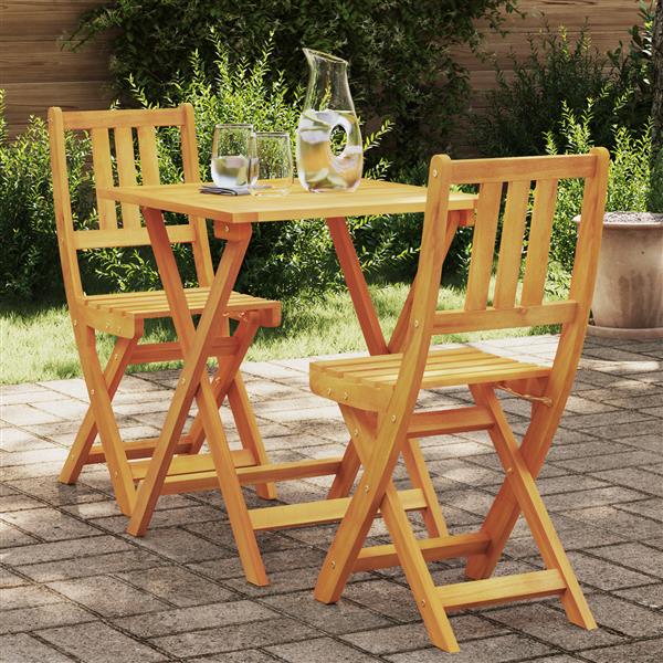 Grote foto vidaxl 3 delige opvouwbare bistroset van massief acaciahout tuin en terras tuinmeubelen