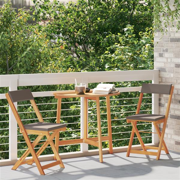Grote foto vidaxl 3 delige vouw bistro set met kussens van massief acaciahout tuin en terras tuinmeubelen