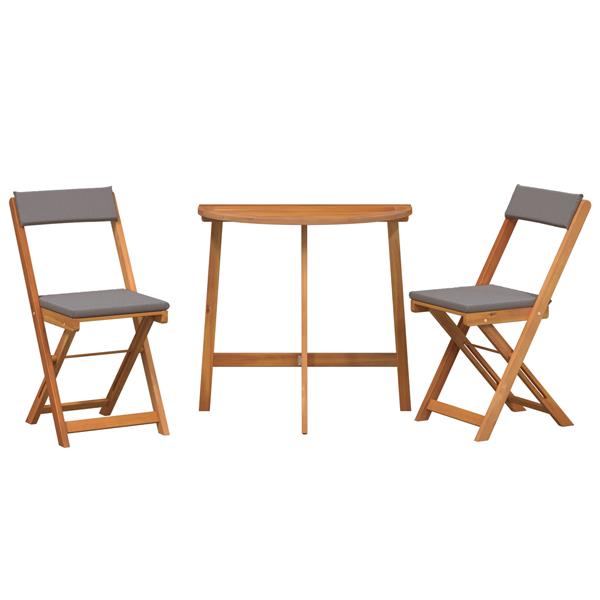 Grote foto vidaxl 3 delige vouw bistro set met kussens van massief acaciahout tuin en terras tuinmeubelen