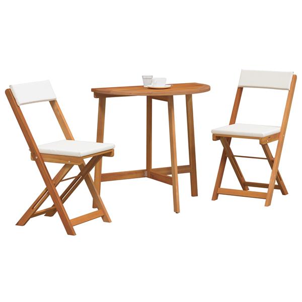 Grote foto vidaxl 3 delige vouw bistro set met kussens van massief acaciahout tuin en terras tuinmeubelen