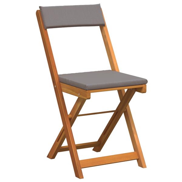 Grote foto vidaxl 3 delige opvouwbare bistro set met kussens massief hout acacia tuin en terras tuinmeubelen