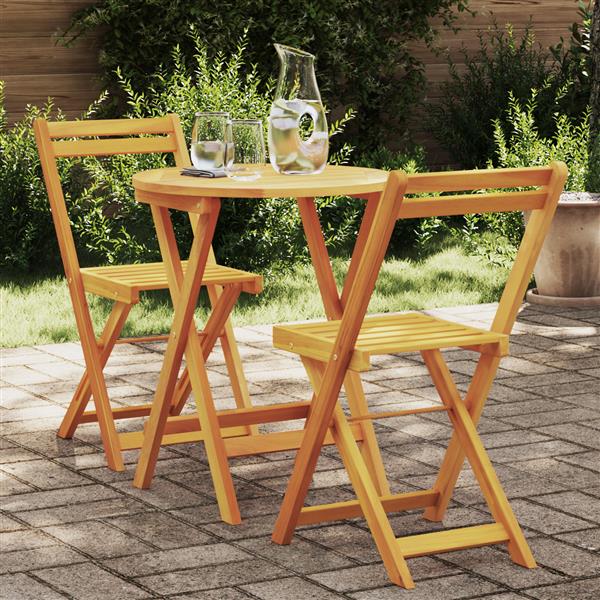 Grote foto vidaxl 3 delige opvouwbare bistro set massief hout acacia tuin en terras tuinmeubelen