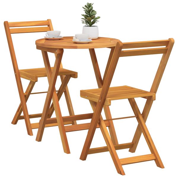 Grote foto vidaxl 3 delige opvouwbare bistro set massief hout acacia tuin en terras tuinmeubelen