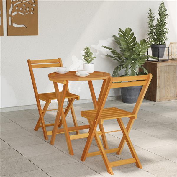 Grote foto vidaxl 3 delige opvouwbare bistro set massief hout acacia tuin en terras tuinmeubelen