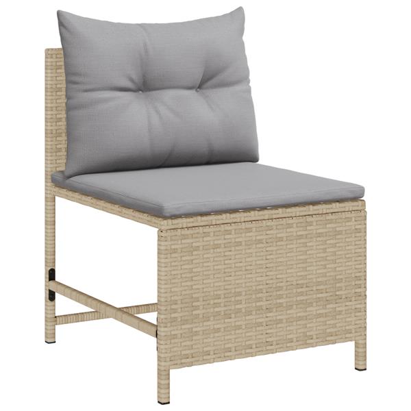 Grote foto vidaxl 6 delige tuinset met kussens in beige poly rattan tuin en terras tuinmeubelen
