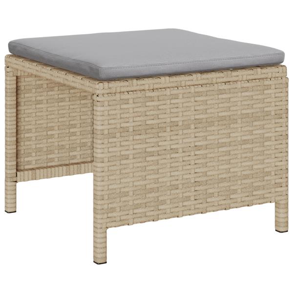 Grote foto vidaxl 6 delige tuinset met kussens in beige poly rattan tuin en terras tuinmeubelen