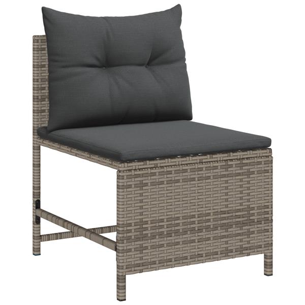 Grote foto vidaxl 6 delige tuinsofa set met kussens in het grijs van poly rattan tuin en terras tuinmeubelen