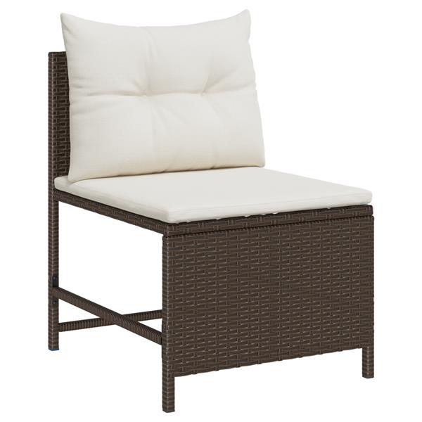 Grote foto vidaxl 6 delige tuinset met kussens bruin poly rattan tuin en terras tuinmeubelen