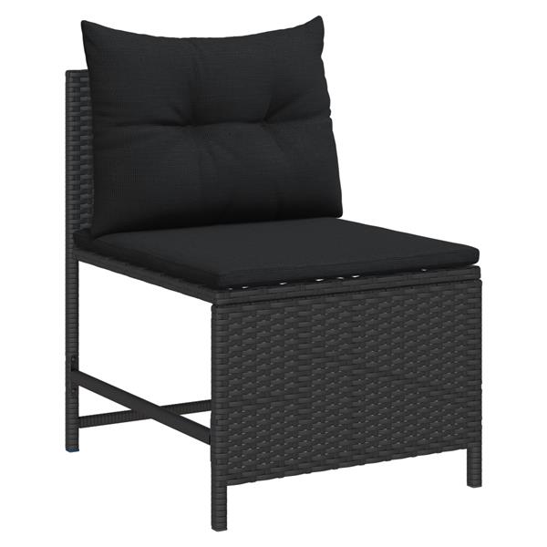 Grote foto vidaxl 6 delige tuinset met kussens in zwart poly rattan tuin en terras tuinmeubelen