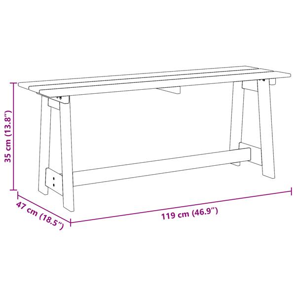 Grote foto vidaxl buitenbank acacia 119x35x47 cm massief hout tuin en terras tuinmeubelen