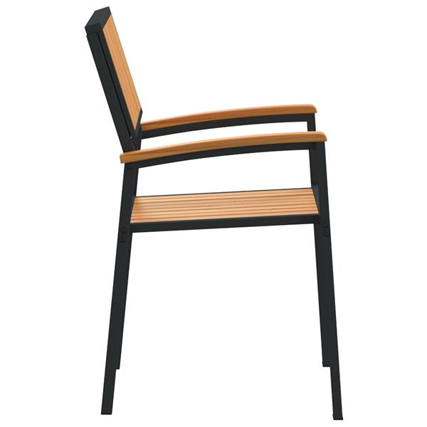 Grote foto vidaxl buitenstoelen 4 stuks stapelbaar zwart massief acaciahout metaal tuin en terras tuinmeubelen