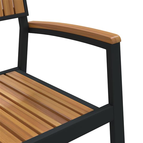 Grote foto vidaxl buitenstoelen 4 stuks stapelbaar zwart massief acaciahout metaal tuin en terras tuinmeubelen