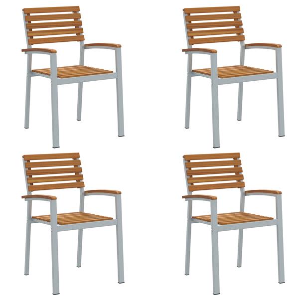 Grote foto vidaxl tuinstoelen 4 st massief acaciahout en staal grijs tuin en terras tuinmeubelen
