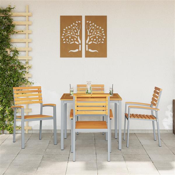 Grote foto vidaxl tuinstoelen 4 st massief acaciahout en staal grijs tuin en terras tuinmeubelen