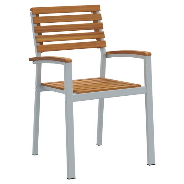 Grote foto vidaxl tuinstoelen 2 st massief acaciahout en staal grijs tuin en terras tuinmeubelen
