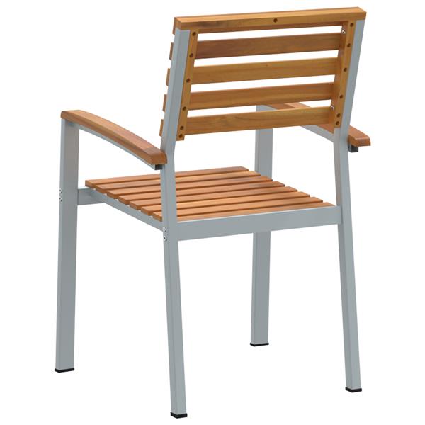 Grote foto vidaxl tuinstoelen 2 st massief acaciahout en staal grijs tuin en terras tuinmeubelen