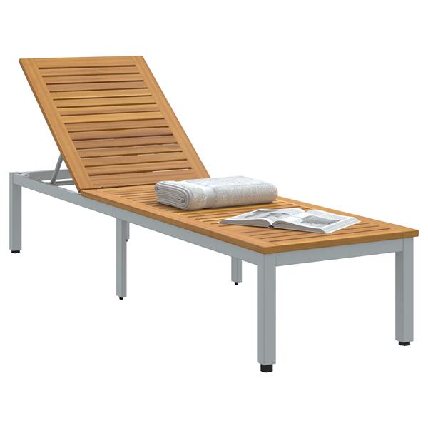 Grote foto vidaxl ligbed grijs 200x55x35 cm massief acaciahout tuin en terras tuinmeubelen