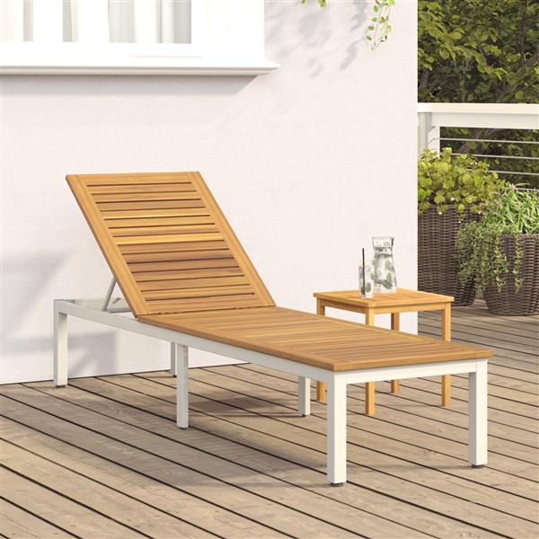 Grote foto vidaxl ligbed grijs 200x55x35 cm massief acaciahout tuin en terras tuinmeubelen