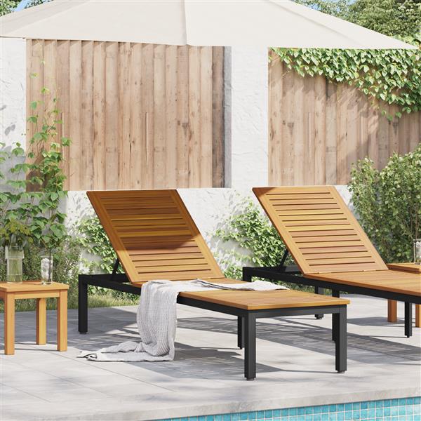 Grote foto vidaxl ligbed zwart 200x55x35 cm massief acaciahout tuin en terras tuinmeubelen