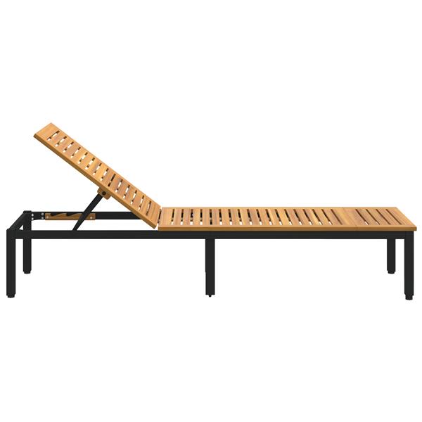 Grote foto vidaxl ligbed zwart 200x55x35 cm massief acaciahout tuin en terras tuinmeubelen