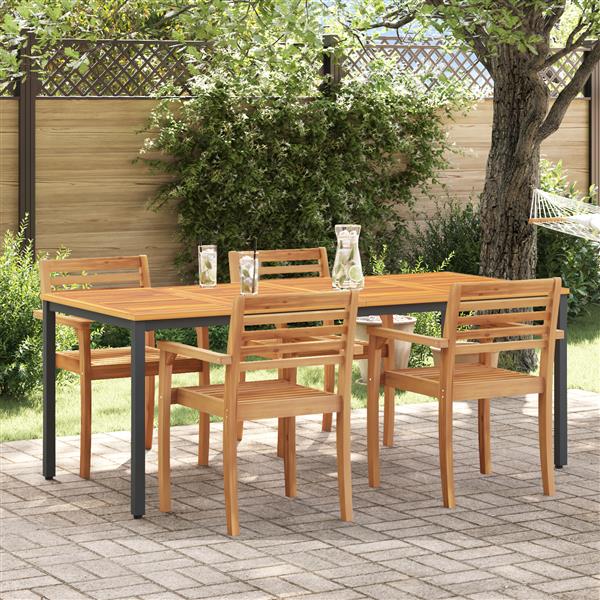 Grote foto vidaxl tuin tafel 200x90x75 cm van massief acaciahout en metaal tuin en terras tuinmeubelen