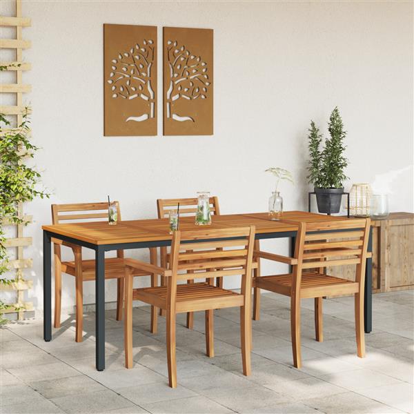 Grote foto vidaxl tuin tafel 200x90x75 cm van massief acaciahout en metaal tuin en terras tuinmeubelen