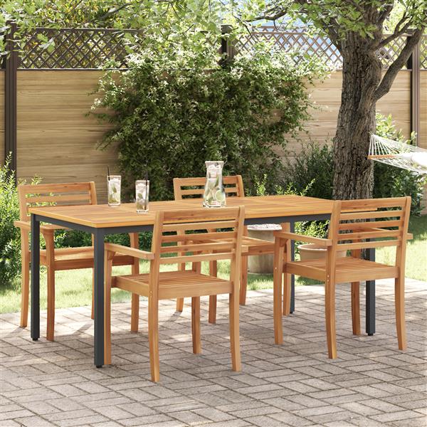 Grote foto vidaxl tuin tafel 180x90x75 cm van massief acacia hout en metaal tuin en terras tuinmeubelen
