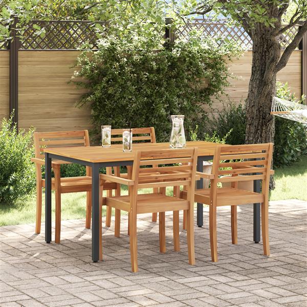 Grote foto vidaxl tuin tafel 150x90x75 cm van massief acaciahout en metaal tuin en terras tuinmeubelen