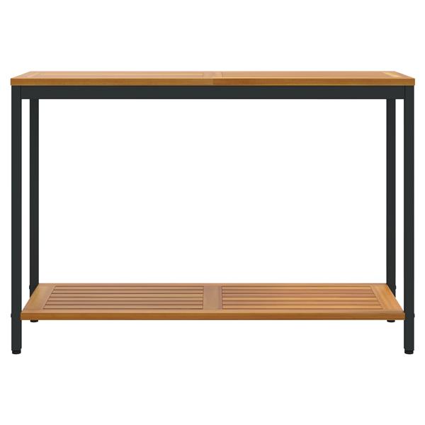 Grote foto vidaxl buitentafel natuur zwart 35x110x75 cm massief hout en staal tuin en terras tuinmeubelen