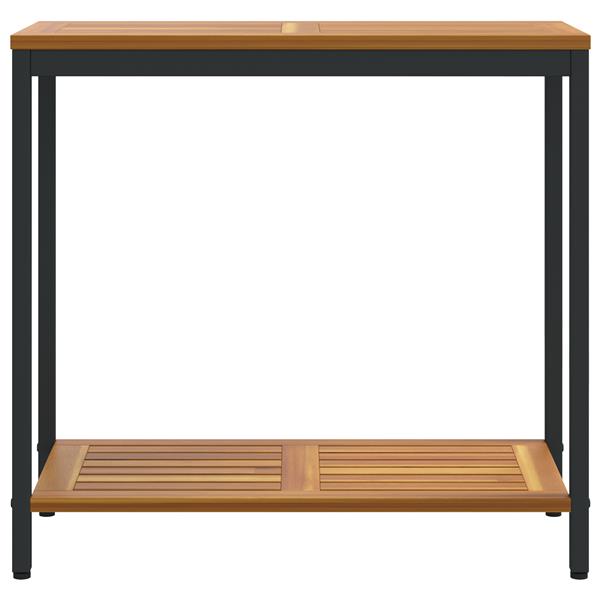 Grote foto vidaxl buitentafel natuurlijk zwart 35x80x75 cm massief hout en staal tuin en terras tuinmeubelen