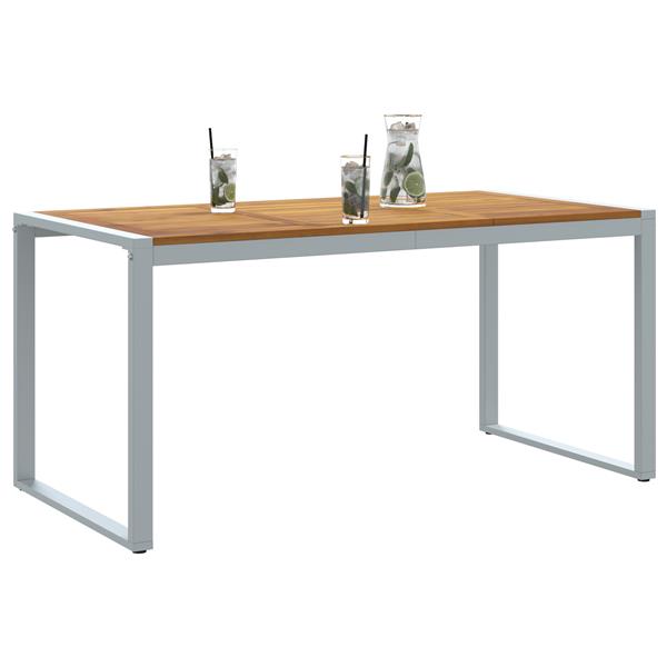 Grote foto vidaxl tuintafel 160x80x75 cm staal en massief acaciahout grijs tuin en terras tuinmeubelen