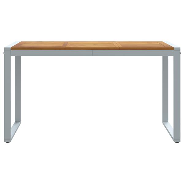 Grote foto vidaxl tuintafel 140x80x75 cm staal en massief acaciahout grijs tuin en terras tuinmeubelen