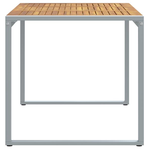 Grote foto vidaxl tuintafel 140x80x75 cm staal en massief acaciahout grijs tuin en terras tuinmeubelen