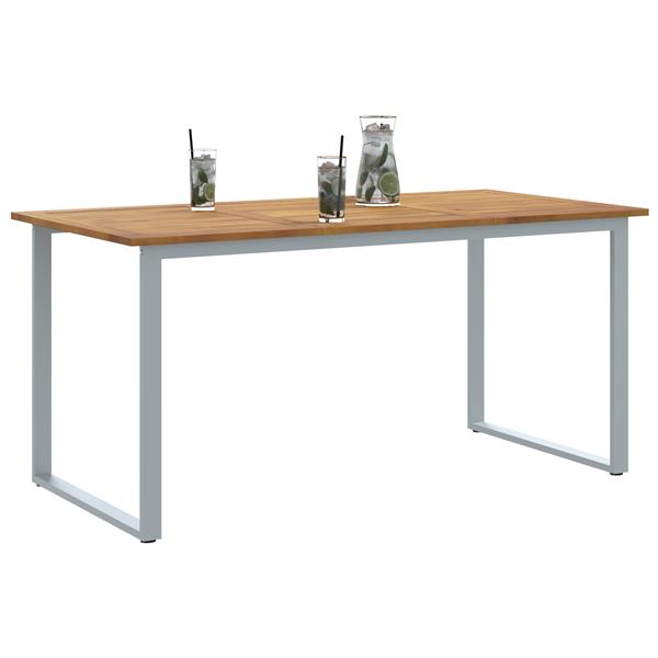 Grote foto vidaxl tuintafel 160x80x75 cm staal en massief acaciahout grijs tuin en terras tuinmeubelen