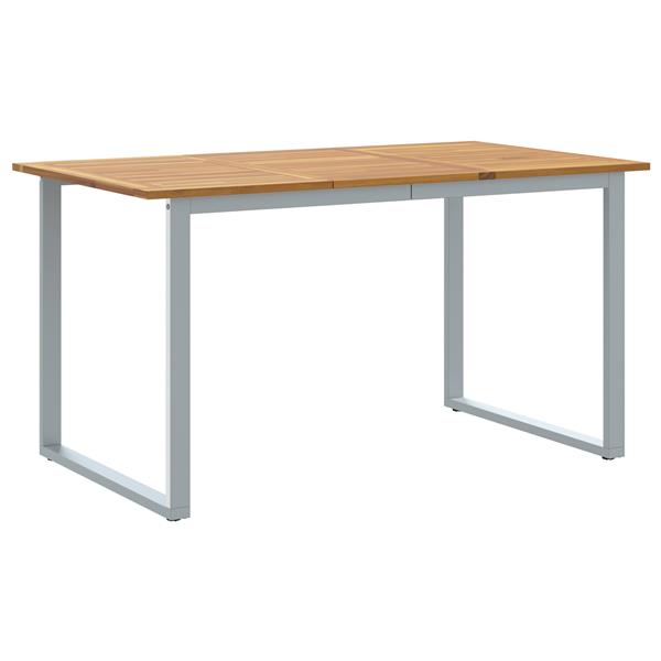 Grote foto vidaxl tuintafel 140x80x75 cm staal en massief acaciahout grijs tuin en terras tuinmeubelen