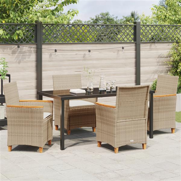 Grote foto vidaxl 5 delige tuinset met kussens beige poly rattan tuin en terras tuinmeubelen
