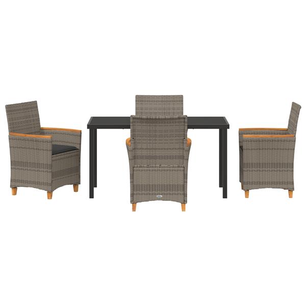 Grote foto vidaxl 5 delige tuin eettafel set met kussens grijs poly rattan tuin en terras tuinmeubelen