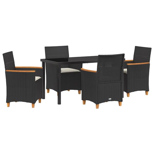 Grote foto vidaxl 5 delige tuinset met kussens zwart poly rattan tuin en terras tuinmeubelen