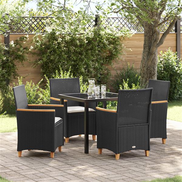 Grote foto vidaxl 5 delige tuinset met kussens zwart poly rattan tuin en terras tuinmeubelen