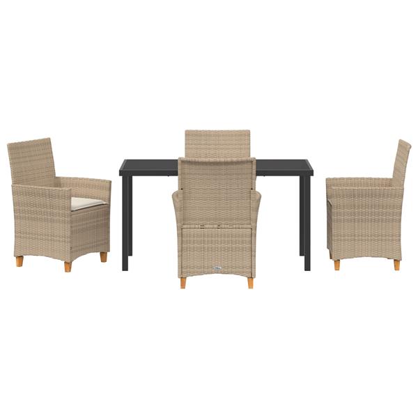 Grote foto vidaxl 5 delige tuin eettafel set met kussens beige poly rattan tuin en terras tuinmeubelen