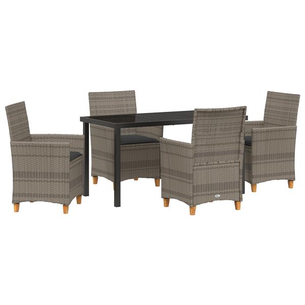 Grote foto vidaxl 5 delige tuin eetset met kussens grijs poly rattan tuin en terras tuinmeubelen