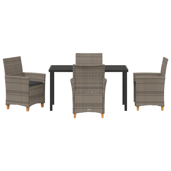 Grote foto vidaxl 5 delige tuin eetset met kussens grijs poly rattan tuin en terras tuinmeubelen