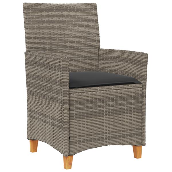 Grote foto vidaxl 3 delige tuin dining set met kussens grijs poly rattan tuin en terras tuinmeubelen