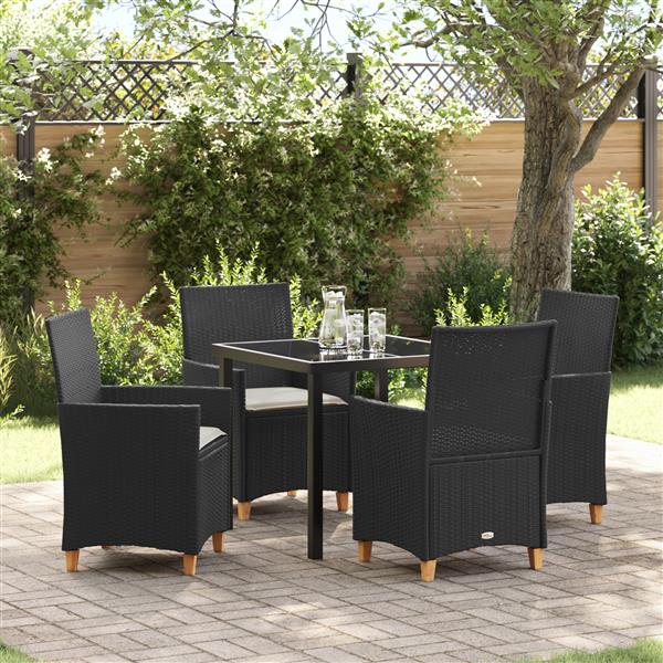 Grote foto vidaxl 5 delige tuinset met kussens zwart poly rattan tuin en terras tuinmeubelen