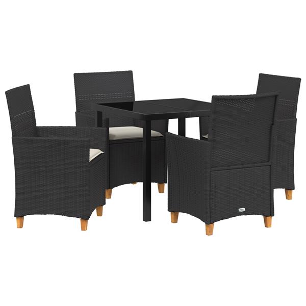 Grote foto vidaxl 5 delige tuinset met kussens zwart poly rattan tuin en terras tuinmeubelen